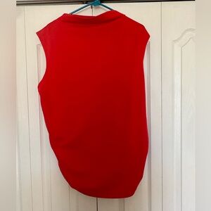 Anthropologie Maeve Bold Red Cowl-neck Rouched Muscle Tee